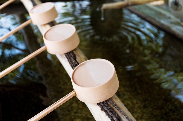 Japanese Purification Fountain in Shinto Temple