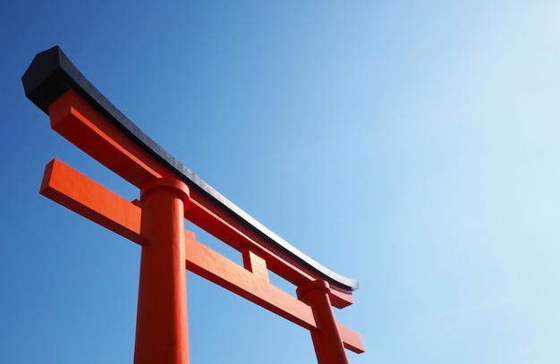 Japanese red torii main gate at shrine in Kyoto.