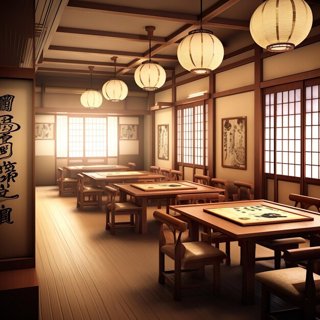 Japanese restaurant tables ai