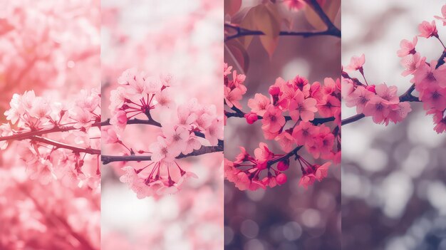 Foto disegno di carta da parati floreale in fiore di ciliegio sakura giapponese