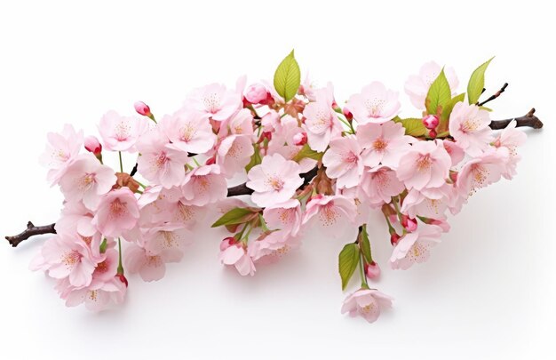 japanese sakura cherry blossoms white background