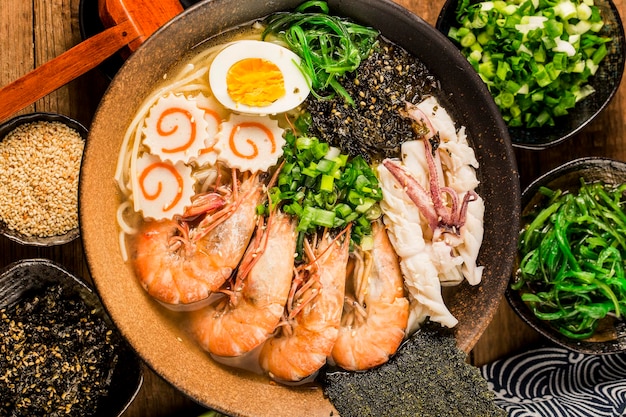 Japanese Seafood Ramen with cuttlefish sauce