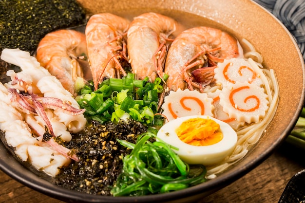 Japanese Seafood Ramen with cuttlefish sauce