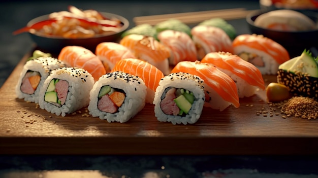 Japanese Seafood Sushi Set with a Variety of Rolls