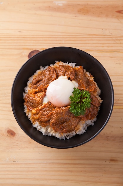 Japanese Spicy Pork Rice Bowl with Eggs