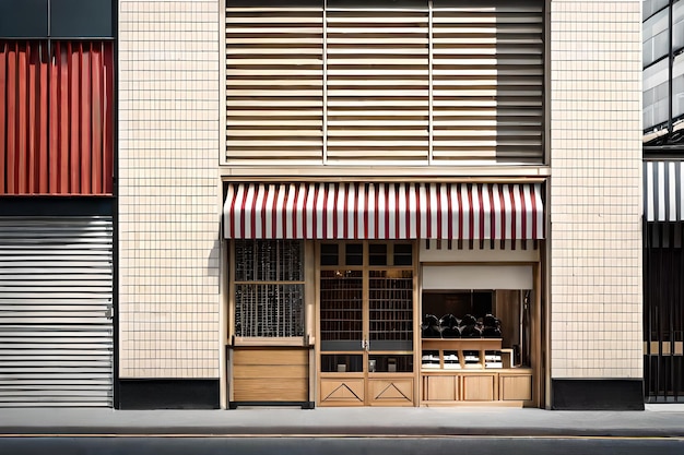 日本の街の建物の正面 アジアの店舗のフロント 2d 背景