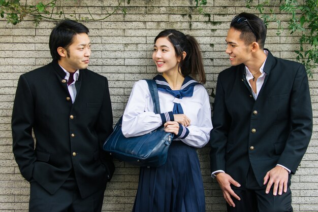 Japanese students meeting outdoors