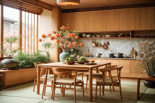 Japanese style kitchen interior