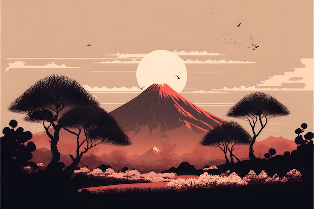 japanese style mountain wallpaper