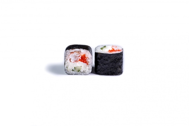 japanese sushi rolls isolated on white