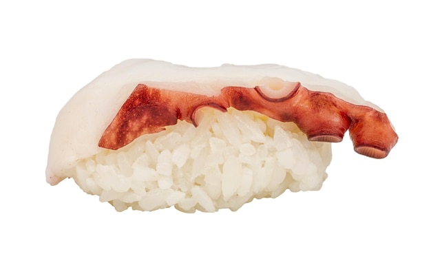 Japanese sushi with meat octopus on a white background