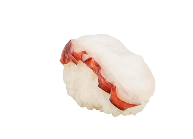 Японские суши с мясом осьминога на белом фоне