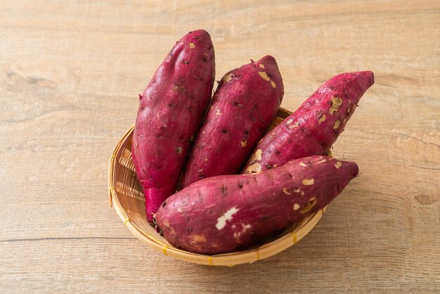 Japanese sweet potatoes on basket