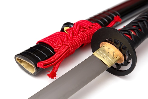 Japanese sword with red cord