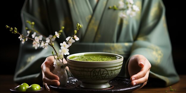 Japanese Tea Ceremony CloseUp with Selective Focus