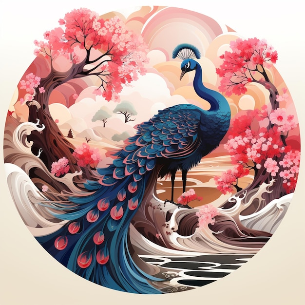 Japanese themed peacock