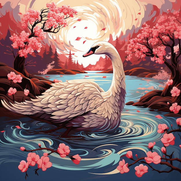 Japanese themed swan