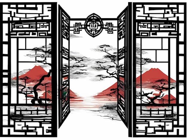 japanese traditional gates design vector