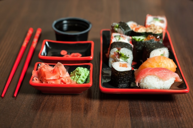 Japanese  traditional seafood closeup.