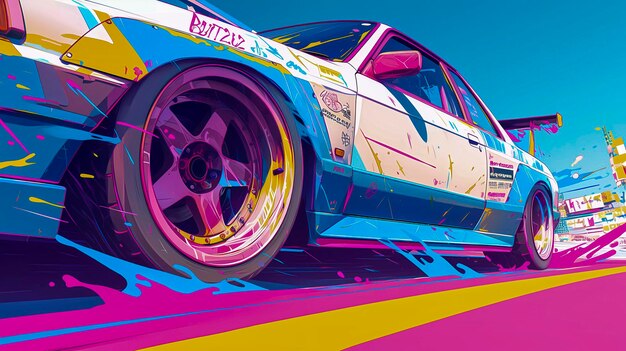 Japanese tuning car abstract anime poster art Generative AI