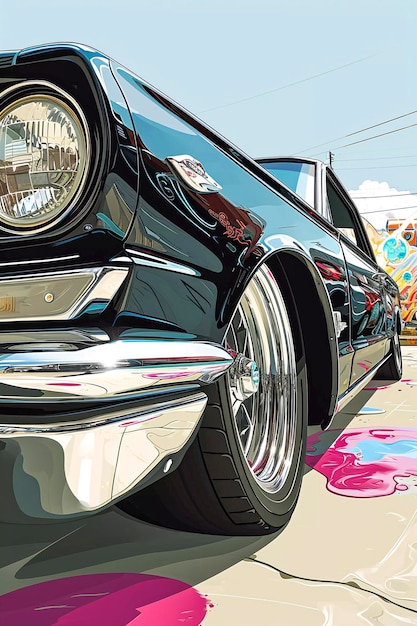 Японский тюнинг автомобиля абстрактный аниме плакат искусства генеративный ИИ