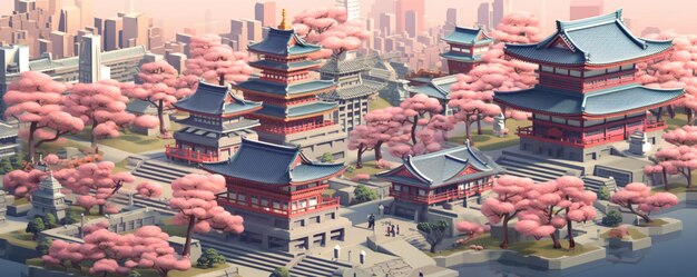 Japanese village city template background