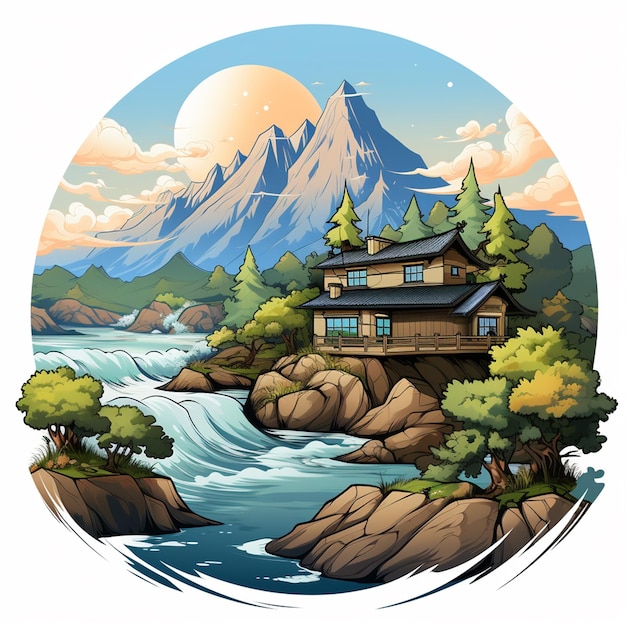 Japanese village logo