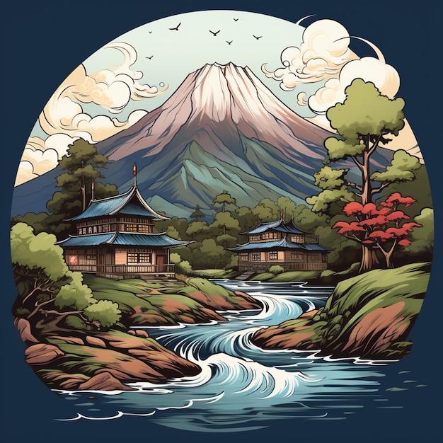 Japanese village logo