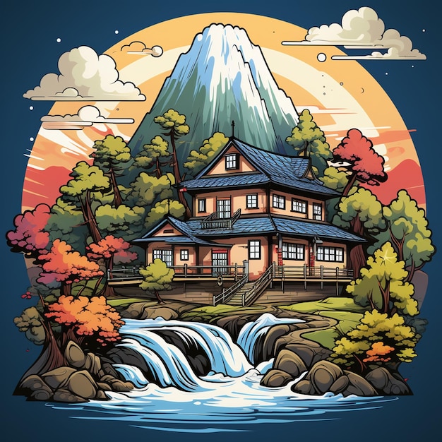 Japanese village logo