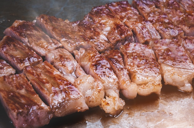 Japanese wagyu beef steak teppanyaki style