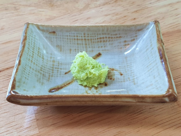 Japanese wasabi mustard sauce on plate