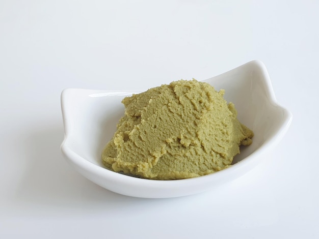 Japanese wasabi paste on white background