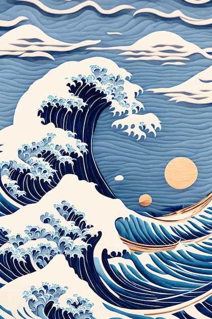 Premium AI Image | Japanese waves art