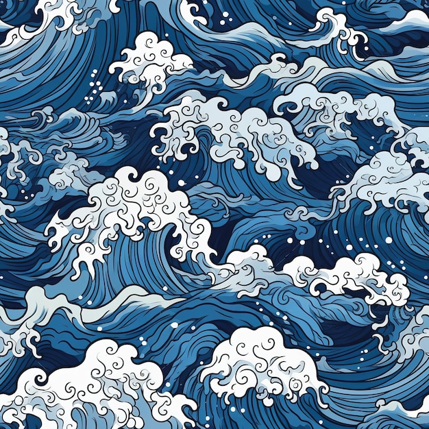 japanese waves illustration pattern