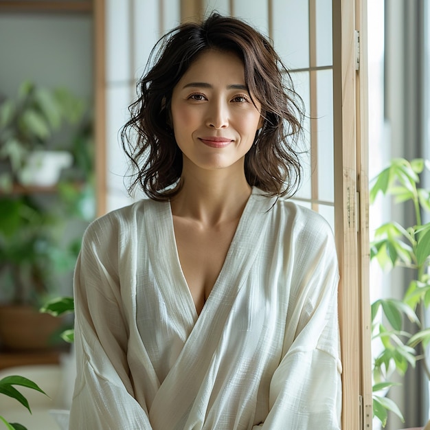 Japanese Woman 30s Average Height Premium AIgenerated image