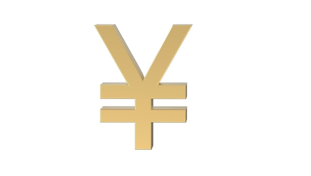 Japanese Yen currency symbol of japan in golden 3d