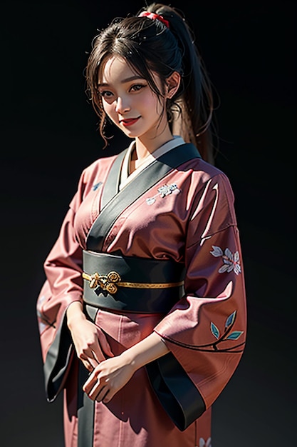 Японская молодая красивая девушка-модель в красивом кимоно изысканной красоты обои фон