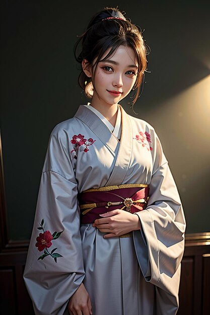 Japanese young beautiful girl model wearing beautiful kimono exquisite beauty wallpaper background