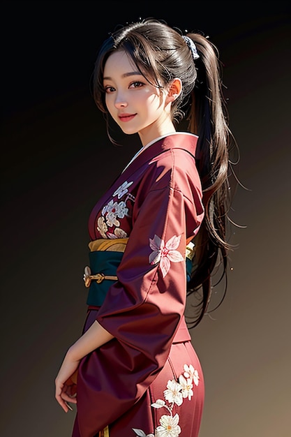 美しい着物を着た日本の若い美しい女の子モデル絶妙な美しさの壁紙の背景