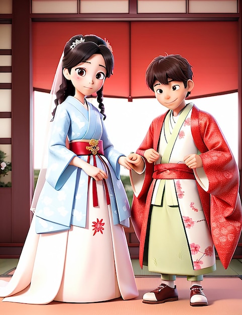 Japanese young couple getting married