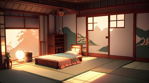 Japanesestyle room with anime style