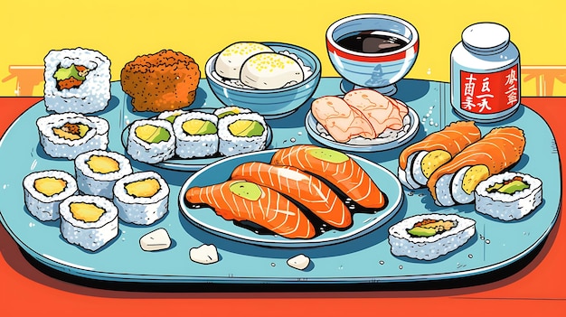 Foto japans eten poster voor nieuwe smaak van de websiteflyer van de japanse keuken