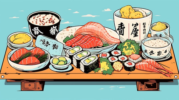 Foto japans eten poster voor nieuwe smaak van de websiteflyer van de japanse keuken
