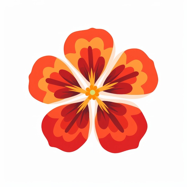 Japans geïnspireerd Pansy Icon met rode bloemen op witte achtergrond