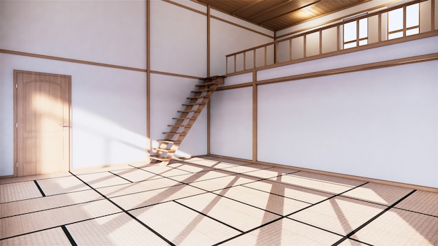 Japans interieur van de eerste verdieping in een huis met twee verdiepingen