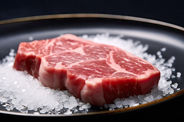 Japans rundvlees tentoongesteld close-up van dryaged en gegrilde Wagyu-biefstuk op een rustieke houten snijplank