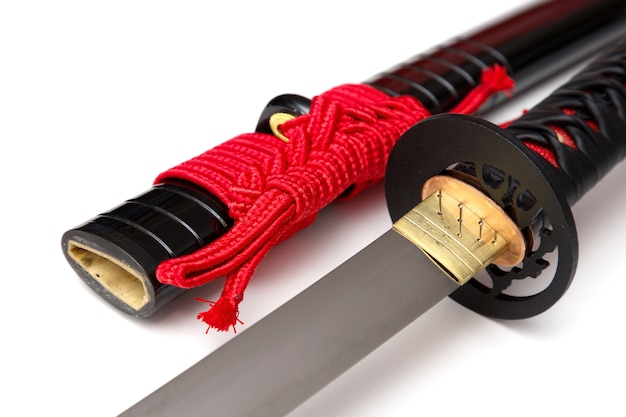 Foto japans zwaard met rood koord