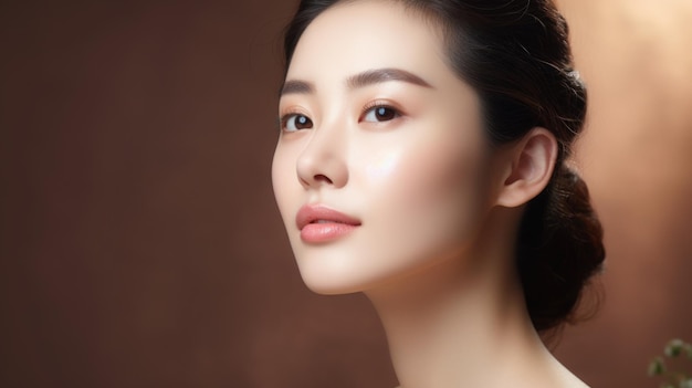 Japanse 3040 jaar oude vrouw met gladde gezonde gezichtshuid Skincare commercieel portret Chinees