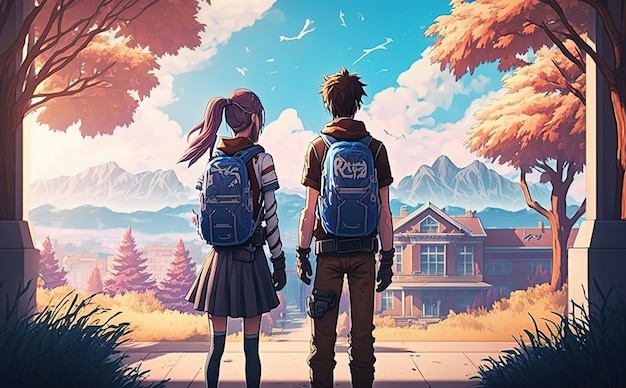Japanse anime romantische middelbare scholieren