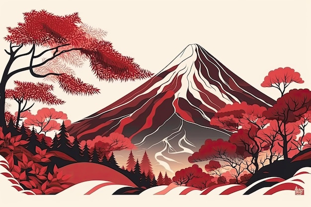 Japanse berg Mt Fujiyama landschapspagina's naar kleur